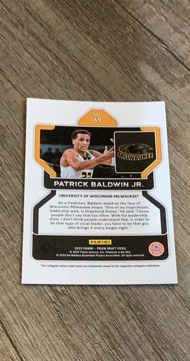 Patrick Baldwin Jr. 2022 Panini Prizm Draft Picks 69 trading card image rear