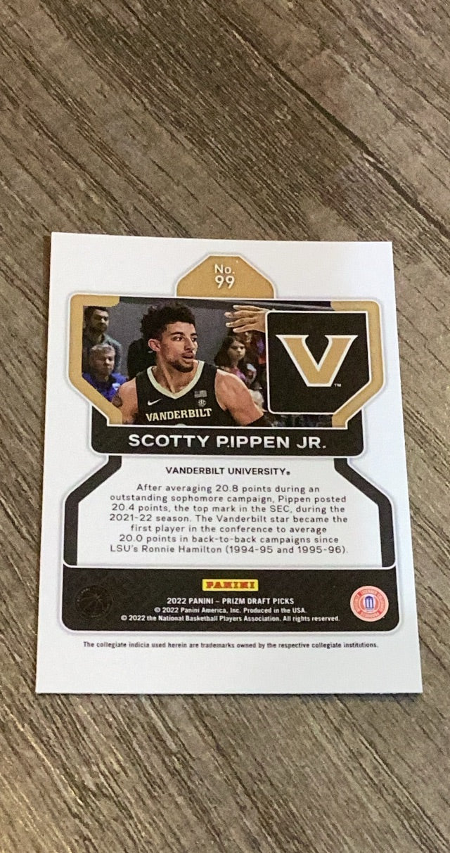 Scotty Pippen Jr. 2022 Panini Prizm Draft Picks 99 trading card image rear