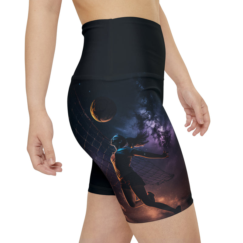 Crafted with LOVE for Sports - Volleyball at night Women's Workout Shorts Printify