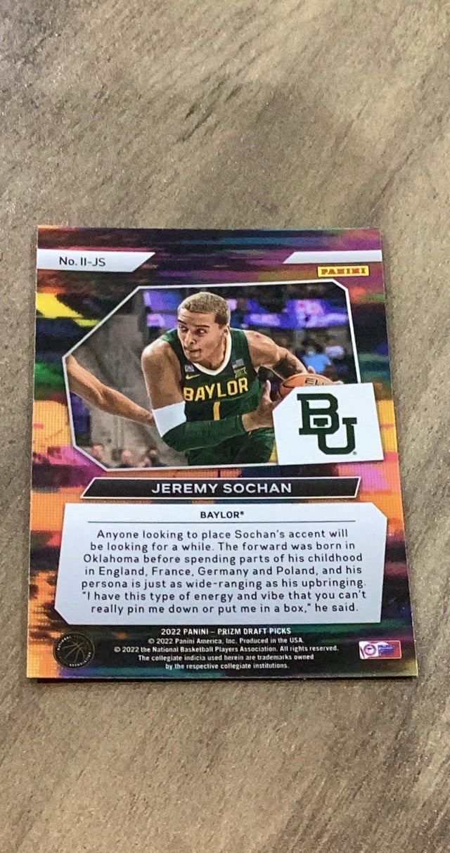 Jeremy Sochan 2022 Panini Prizm Draft Picks Instant Impact II-JS trading card image rear