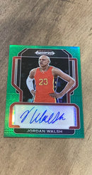 Jordan Walsh 2022 Panini Prizm Draft Picks Freshman Signatures Prizms Green FS-JWA trading card image front