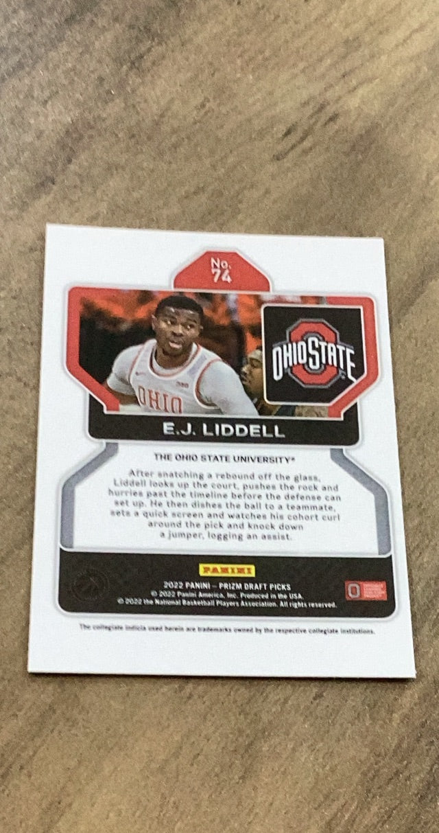 E.J. Liddell 2022 Panini Prizm Draft Picks 74 trading card image rear