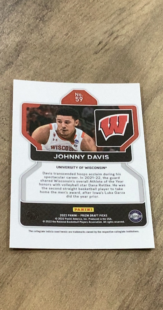 Johnny Davis 2022 Panini Prizm Draft Picks 59 trading card image rear
