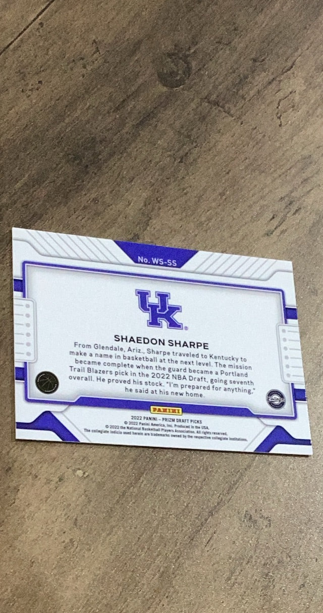 Shaedon Sharpe 2022 Panini Prizm Draft Picks Widescreen WS-SS trading card image rear
