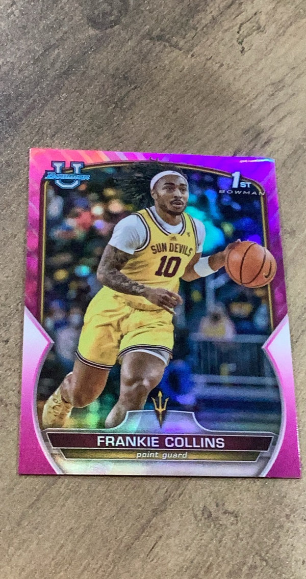 Frankie Collins 2022-23 Bowman University Chrome Pink 97 trading card image front