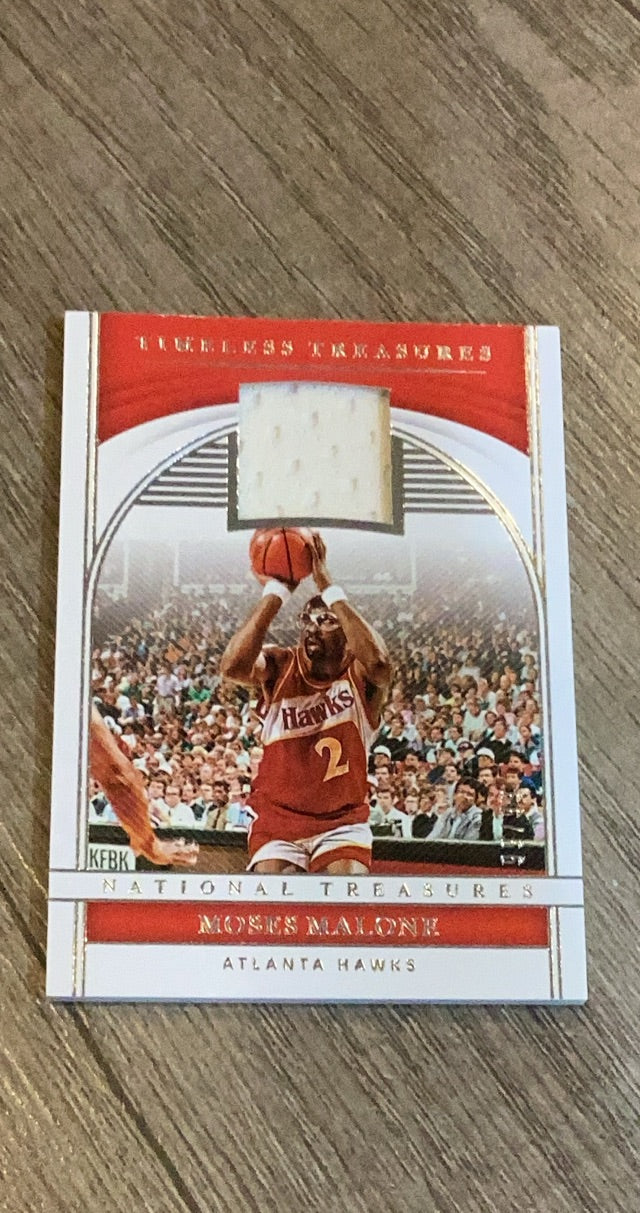 Moses Malone 2019 Panini National Treasures Timeless Treasures Materials TTM-MML trading card image front