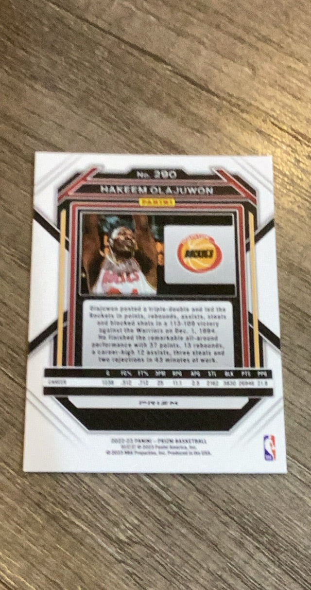 Hakeem Olajuwon 2022 Panini Prizm Red Ice 290 trading card image rear