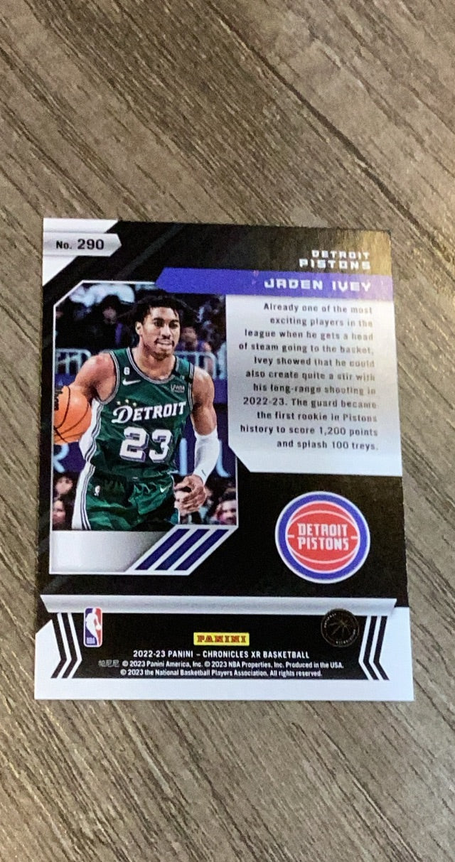Jaden Ivey 2022-23 Panini Chronicles 290 trading card image rear