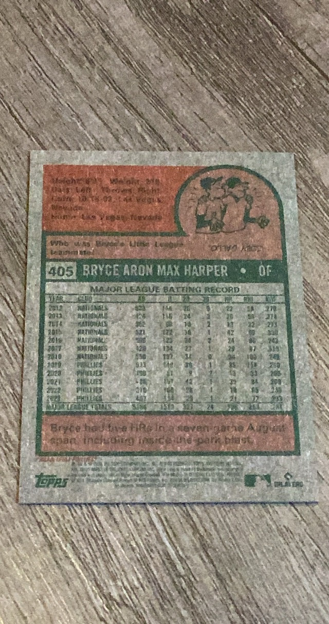 Bryce Harper 2024 Topps Heritage Chrome 405 trading card image rear