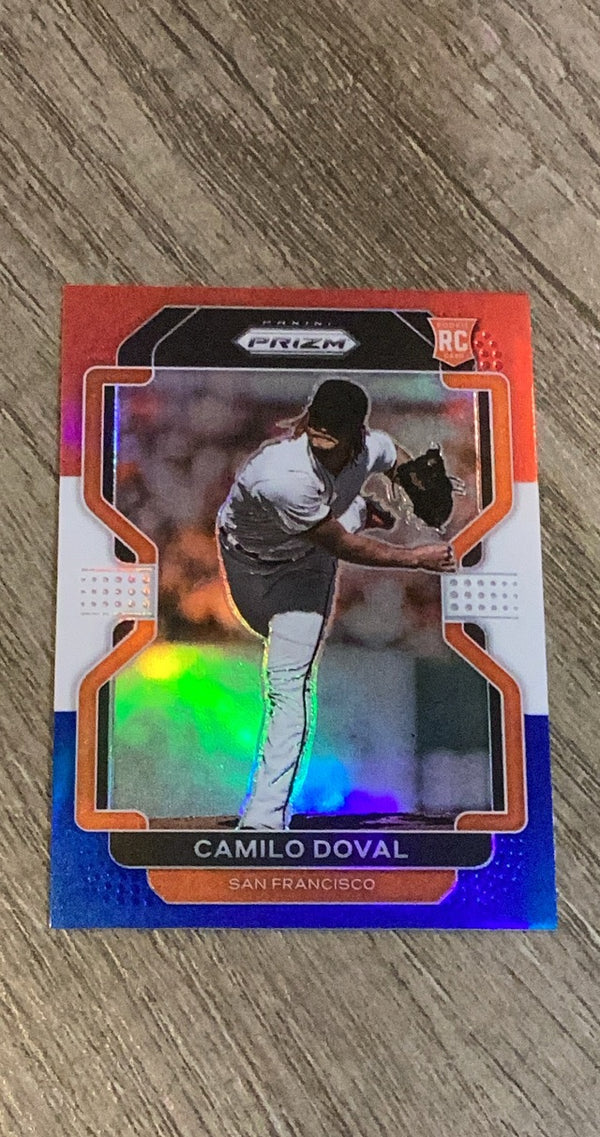 Camilo Doval 2022 Panini Prizm Red/White/Blue Prizm 58 trading card image front
