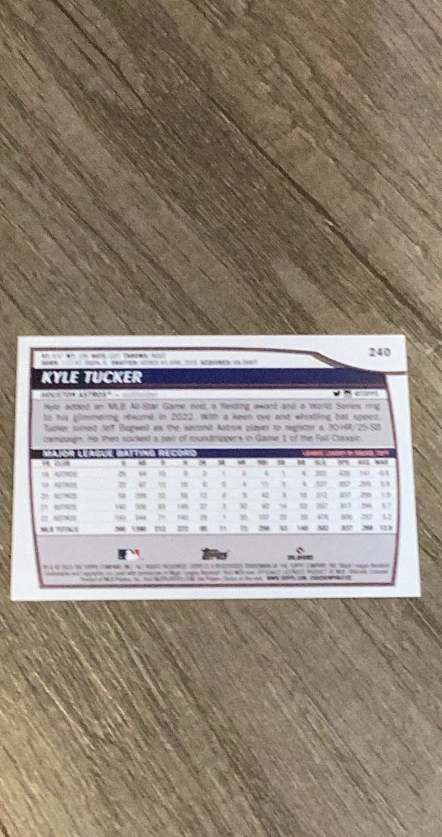 Kyle Tucker 2023 Topps Big League 240 trading card image rear