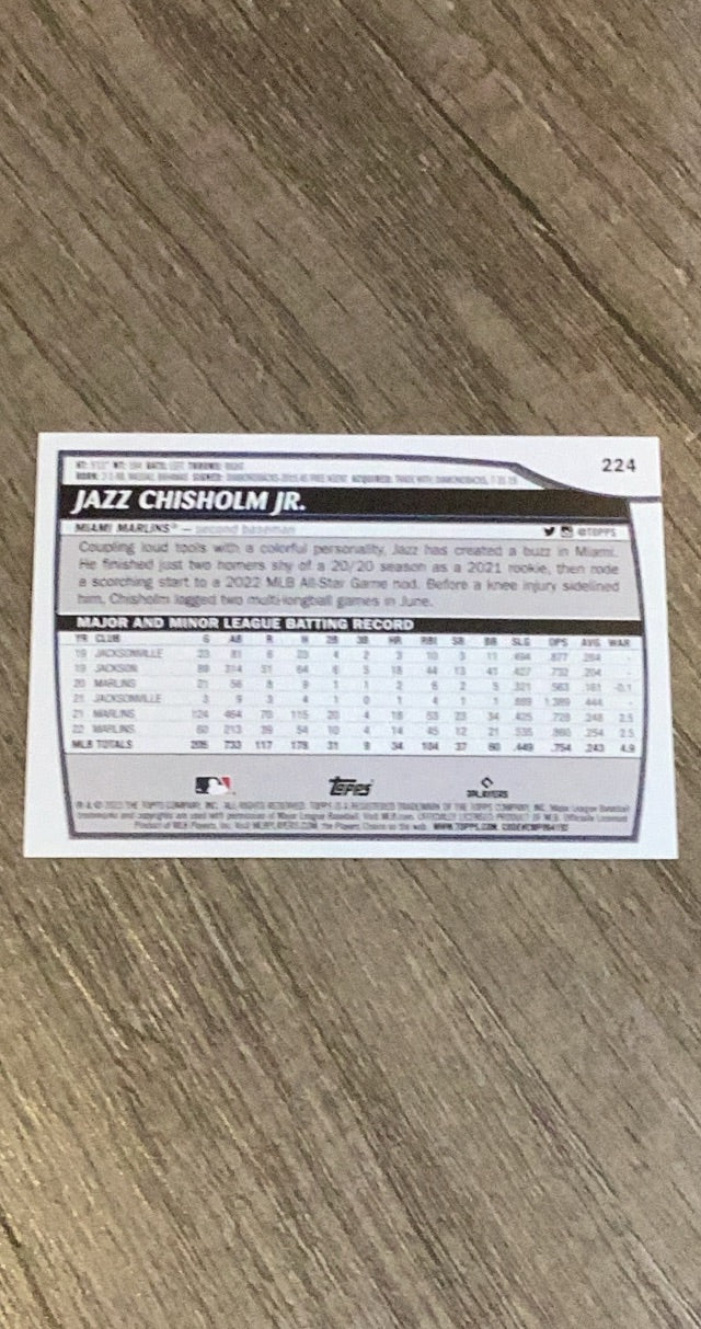 Jazz Chisholm MLB Miami Marlins 2023 Topps Big League 224 trading card Topps