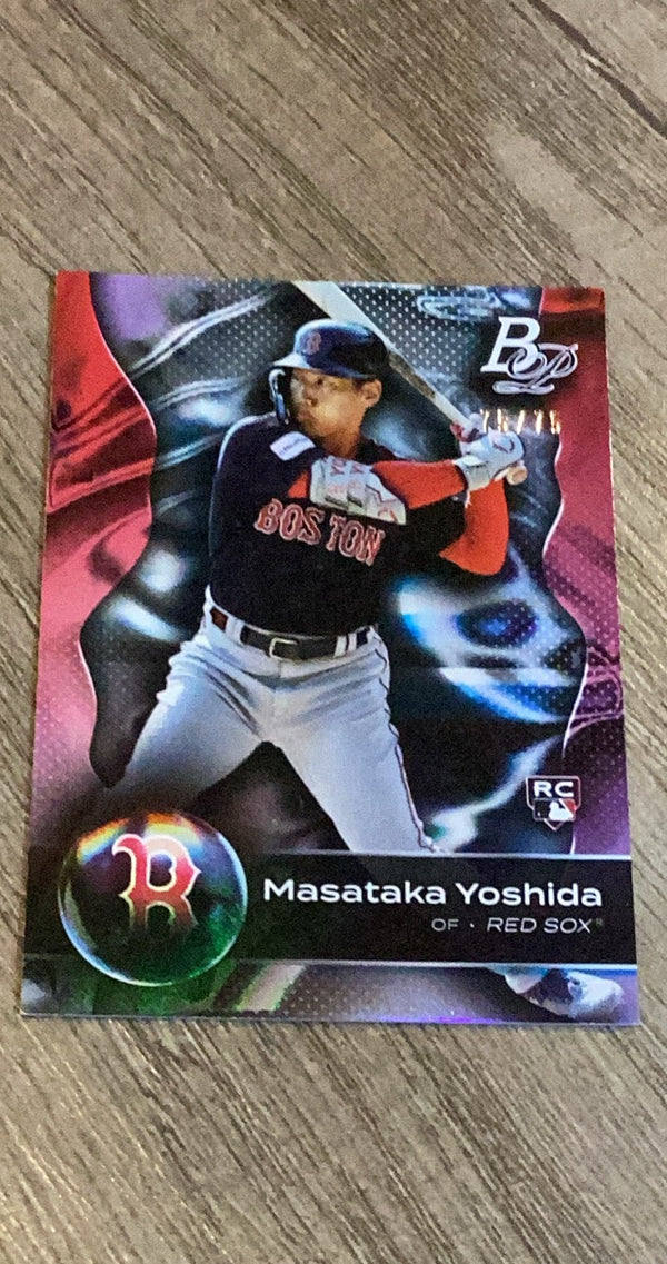 Masataka Yoshida 2023 Bowman Platinum Bar Foil 28 trading card image front