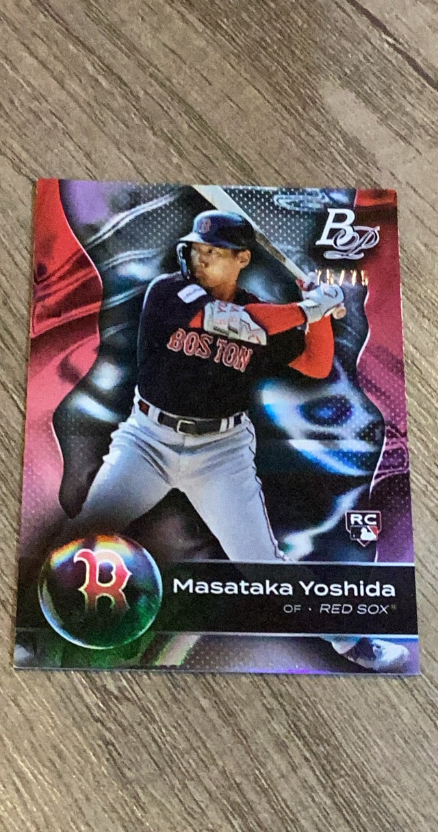 Masataka Yoshida 2023 Bowman Platinum Bar Foil 28 trading card image front