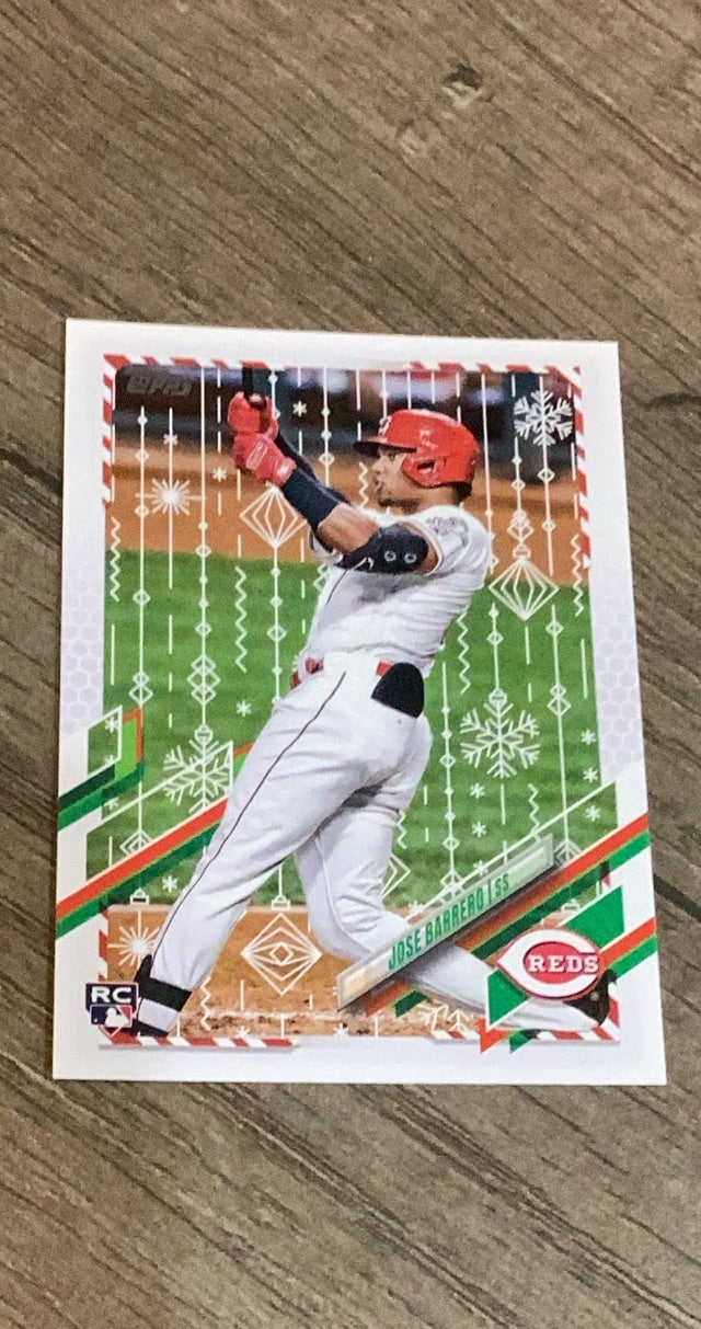 Jose Barrero 2021 Topps Holiday HW190 trading card image front