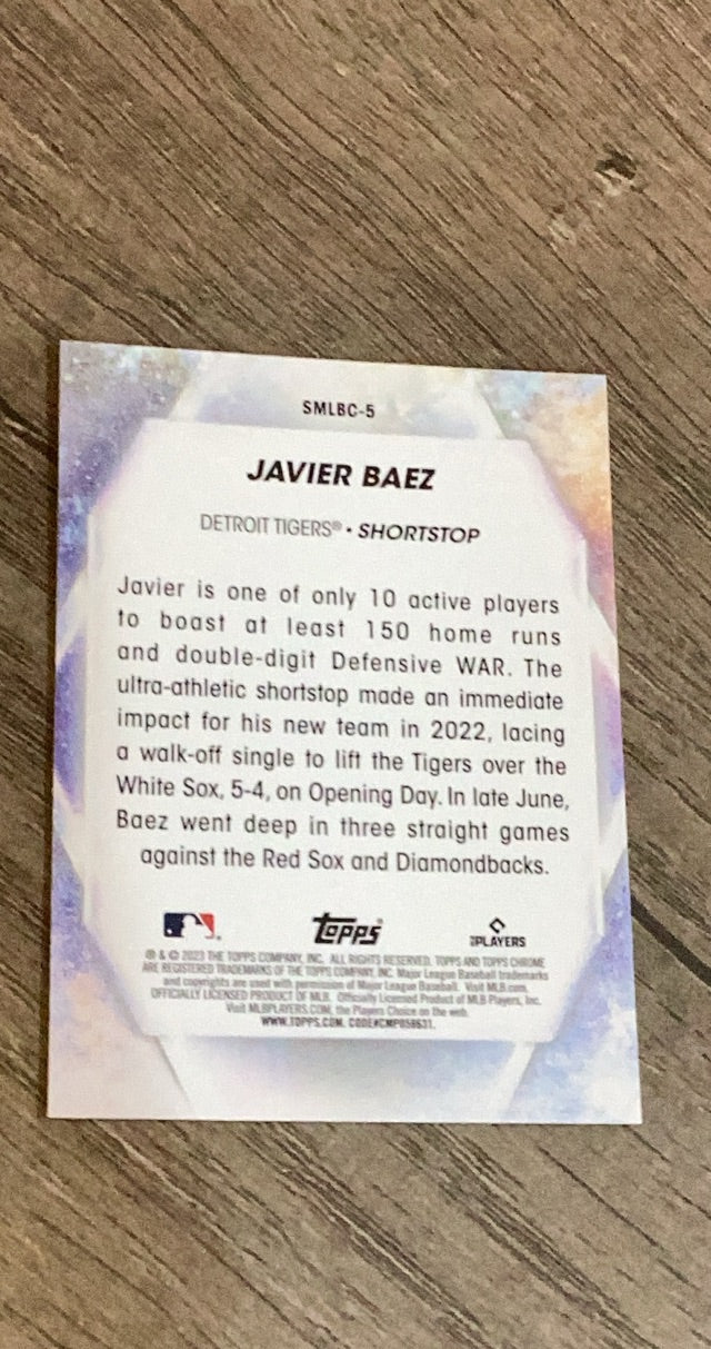 Javier Báez 2023 Topps Stars of MLB Chrome SMLBC-5 trading card image rear
