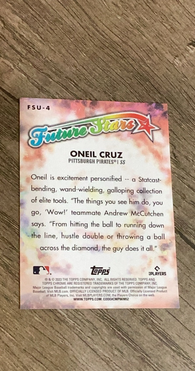 Oneil Cruz 2023 Topps Chrome Update Future Stars FSU-4 trading card image rear