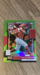 Kyle Schwarber 2022 Donruss Optic - Lime Green Prizm 139 trading card image front