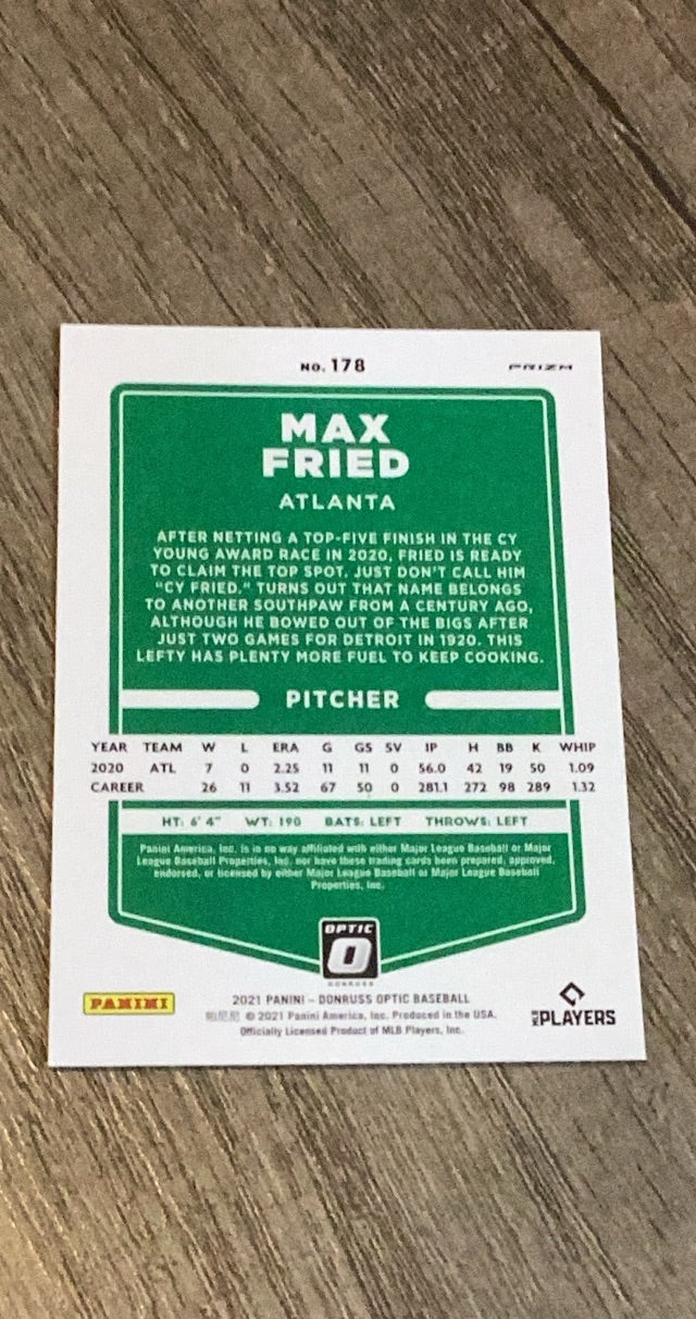 Max Fried 2021 Donruss Optic - Holo 178 trading card image rear
