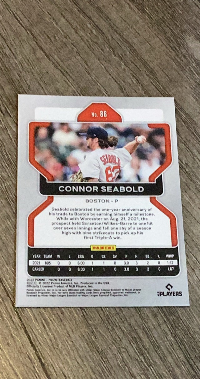 Connor Seabold 2022 Panini Prizm 86 trading card image rear