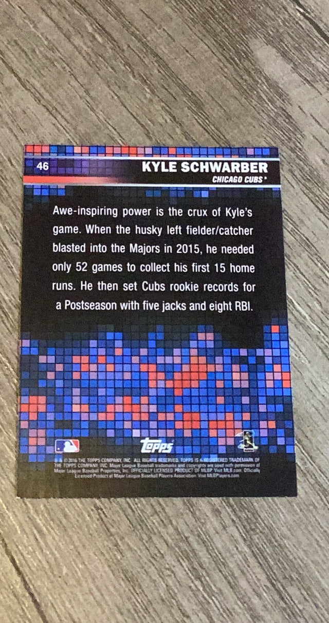Kyle Schwarber 2016 Topps Walmart Marketside 46 trading card image rear