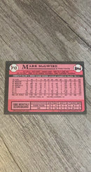 Mark McGwire 1989 Topps 70 trading card image rear