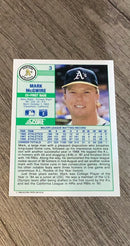 Mark McGwire 1989 Score 3 trading card image rear