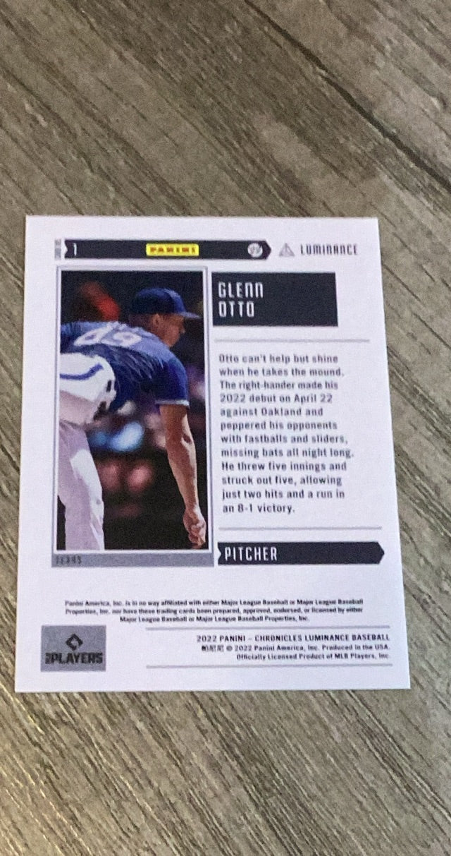 Glenn Otto 2022 Panini Chronicles - Luminance 1 trading card image rear