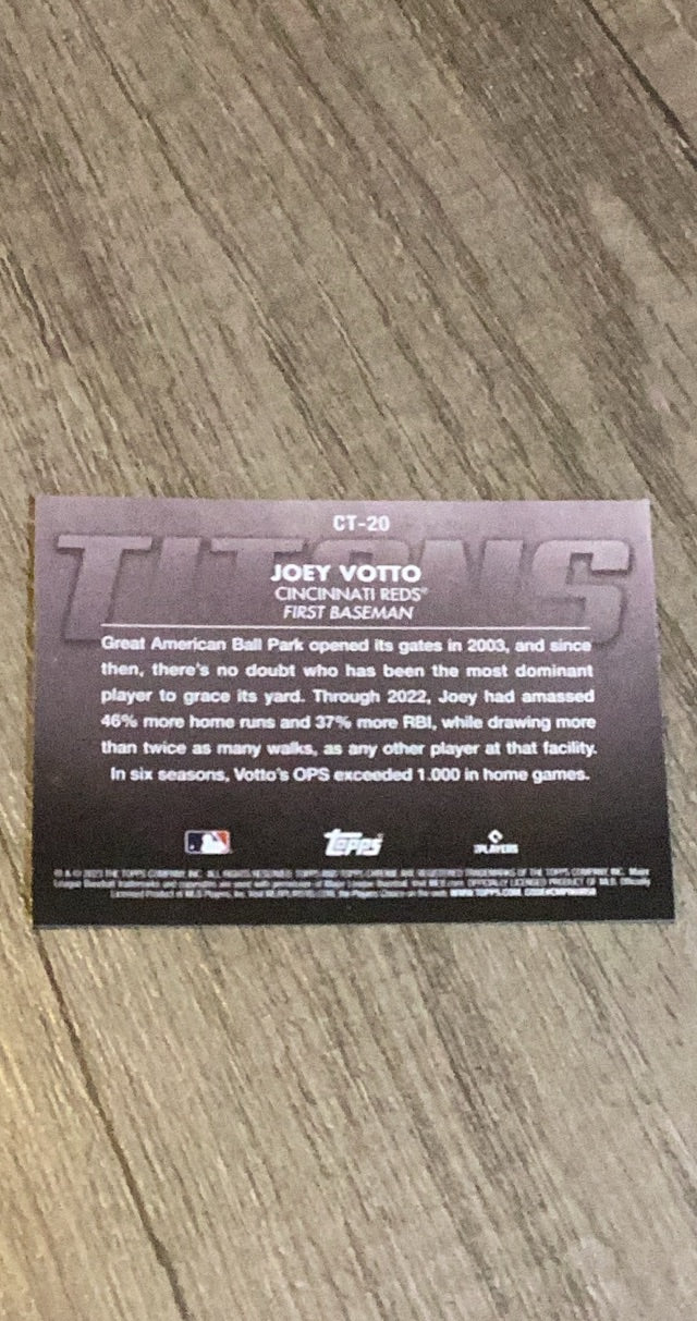 Joey Votto 2023 Topps Chrome Update - Titans CT-20 trading card image rear