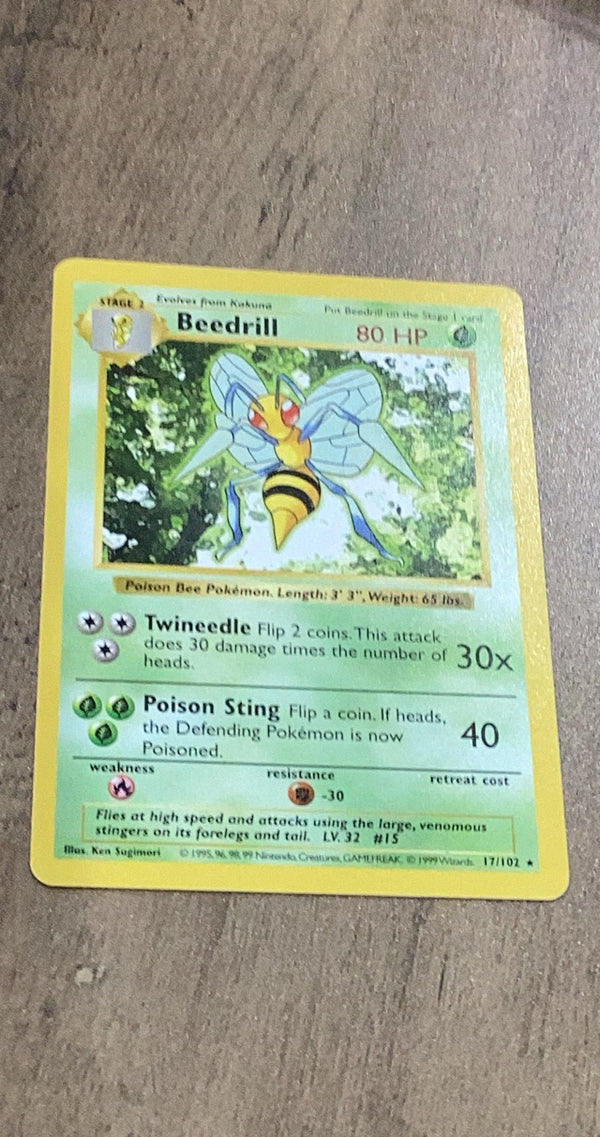 Beedrill 1999 Base Set Shadowless 017/102 trading card image front