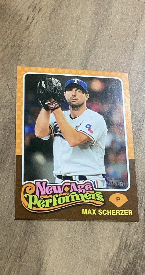 Max Scherzer MLB Texas Rangers 2024 Topps Heritage New Age Performers NAP-22 Insert Trading Card Topps
