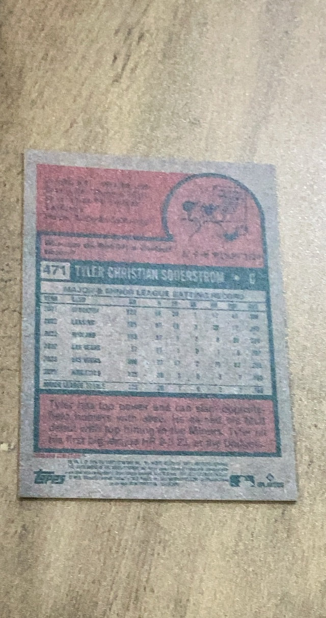 Tyler Soderstrom 2024 Topps Heritage 471 rookie card image rear