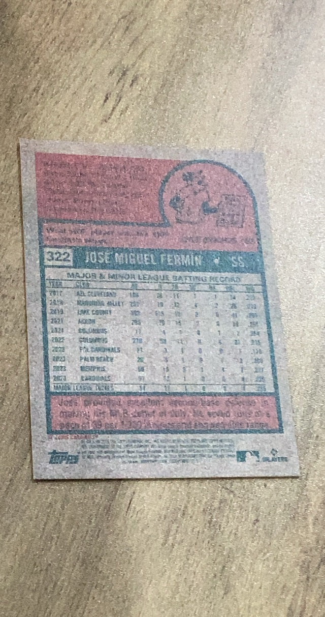 José Fermín MLB St. Louis Cardinals 2024 Topps Heritage 322 RC Trading Card Topps