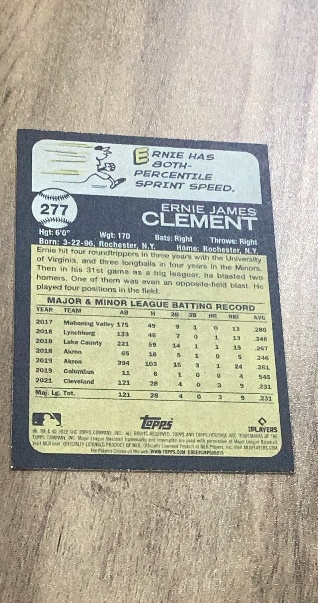 Ernie Clement MLB Cleveland Guardians 2022 Topps Heritage 277 RC Trading Card Topps