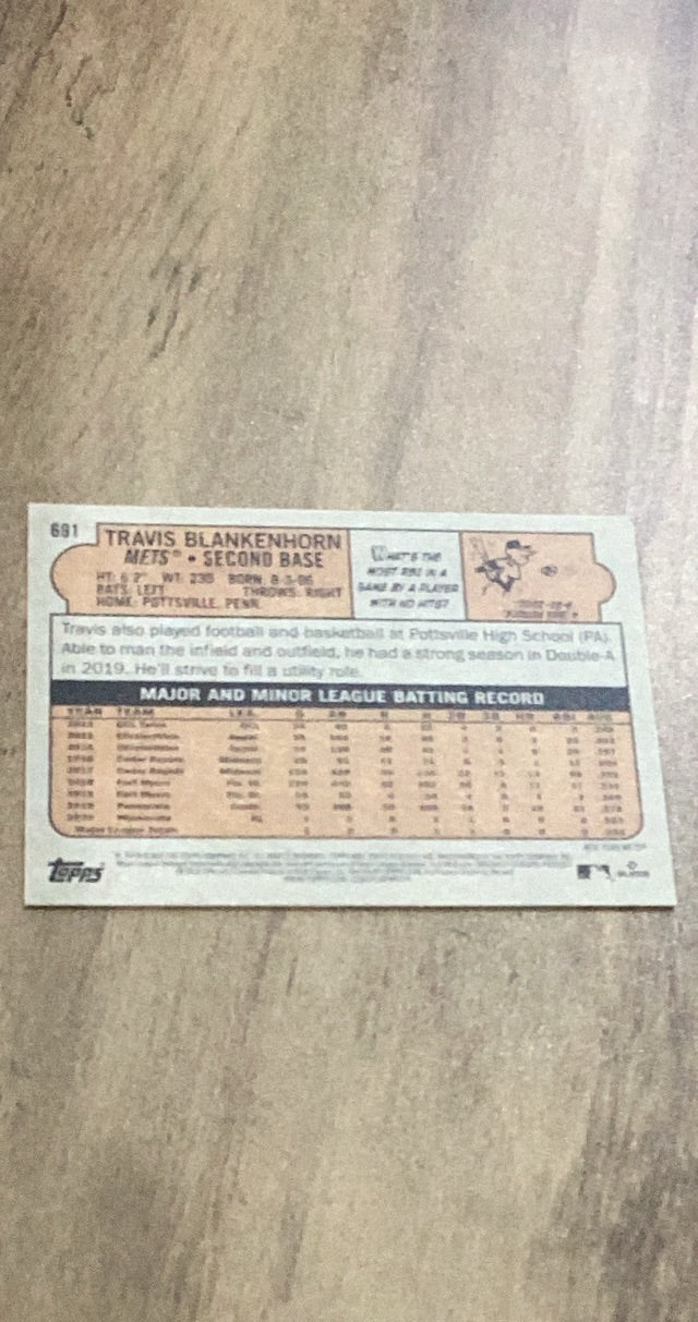 Travis Blankenhorn 2021 Topps Heritage 691 rookie card image rear