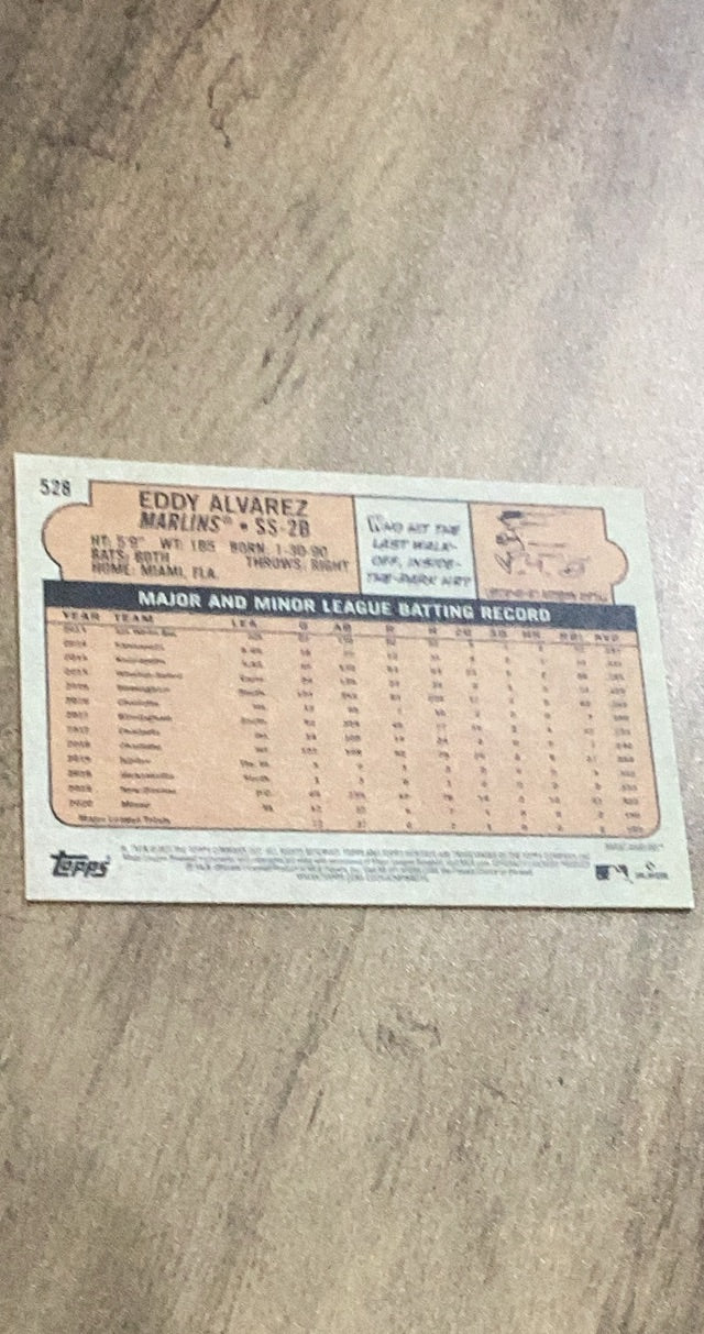 Eddy Alvarez 2021 Topps Heritage 528 rookie card image rear