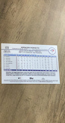 Spencer Horwitz 2024 Topps 172 rookie card image rear