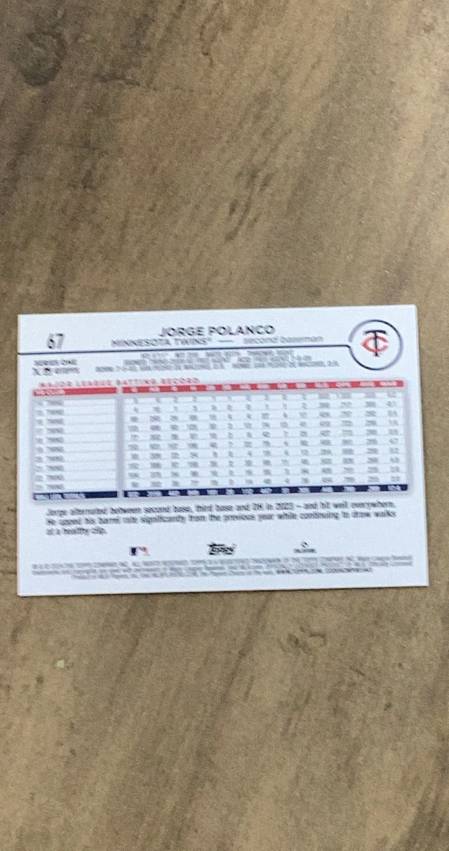 Jorge Polanco 2024 Topps Holiday 67 parallel image rear