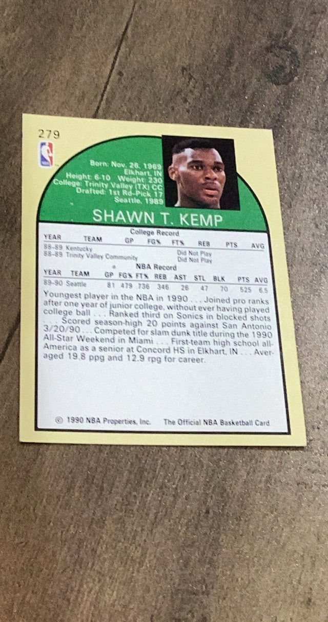 Shawn Kemp 1990-91 Hoops 279 back