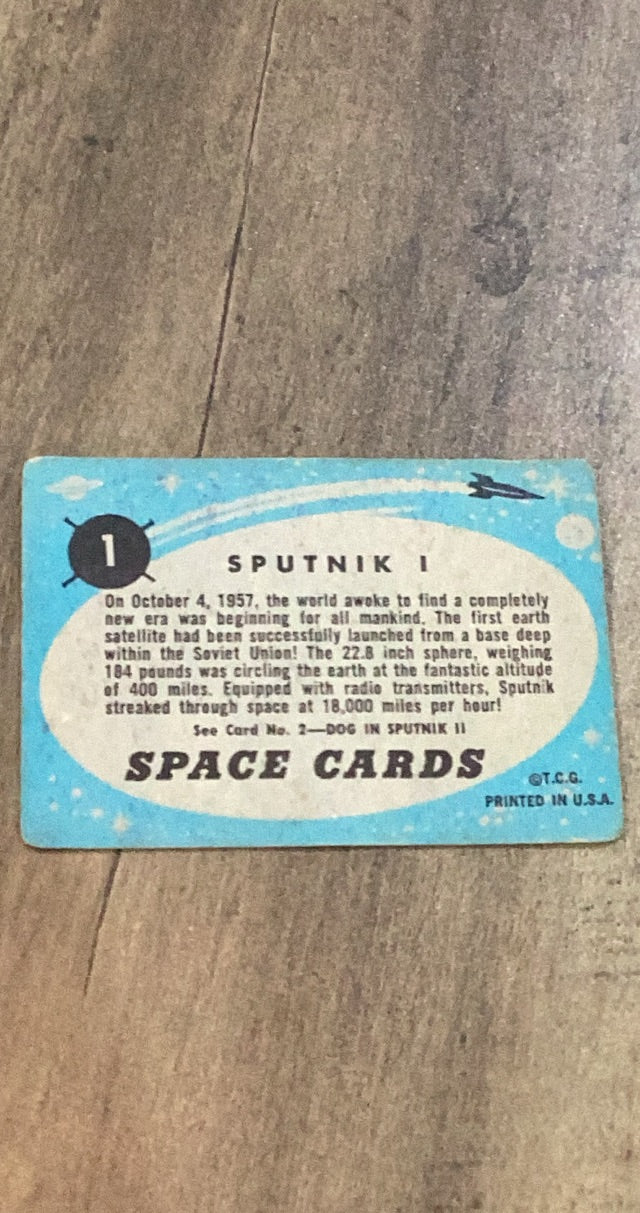 Sputnik 1 1957 Topps Space 1 trading card image rear