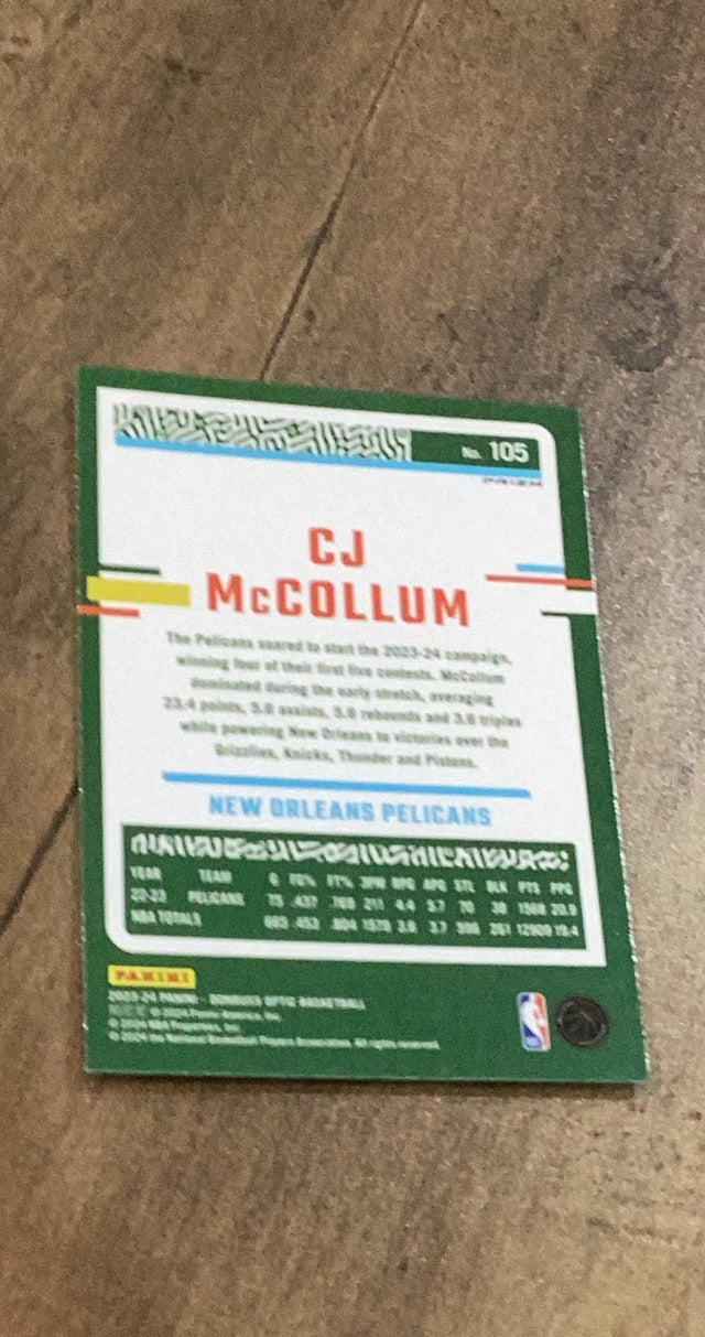 CJ McCollum 2023-24 Donruss Optic Holo 105 back
