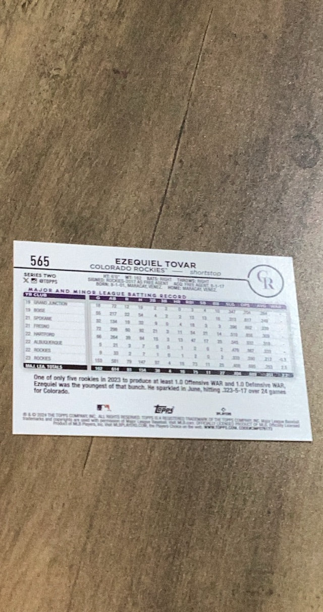 Ezequiel Tovar 2024 Topps 565 back