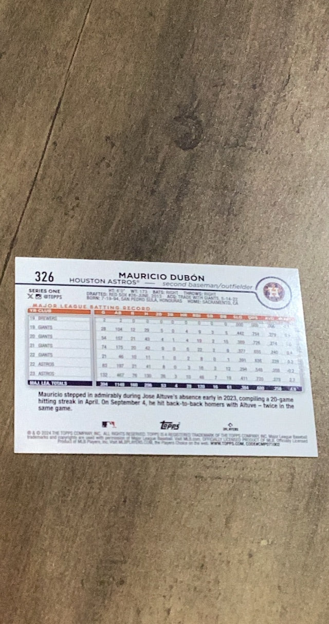 Mauricio Dubón 2024 Topps Rainbow Foil 326 back