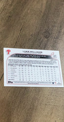 Luke Williams 2022 Topps Opening Day 137 trading card image rear