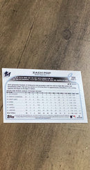 Zach Pop 2022 Topps Opening Day 204 trading card image rear