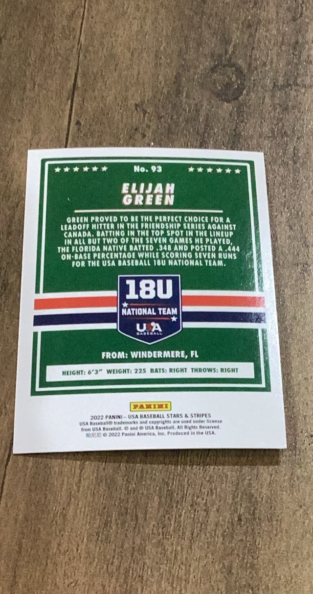 Elijah Green 2022 Panini Stars & Stripes Longevity 93 trading card image rear