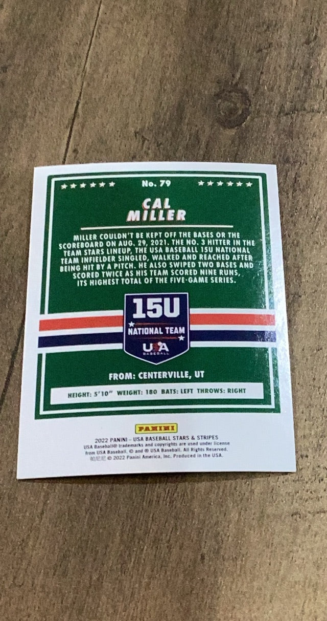 Cal Miller 2022 Panini Stars & Stripes 79 trading card image rear
