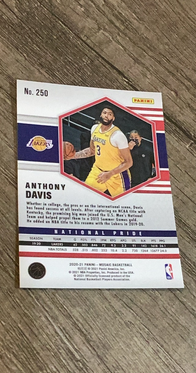 Anthony Davis 2020-21 Panini Mosaic 250 trading card image rear