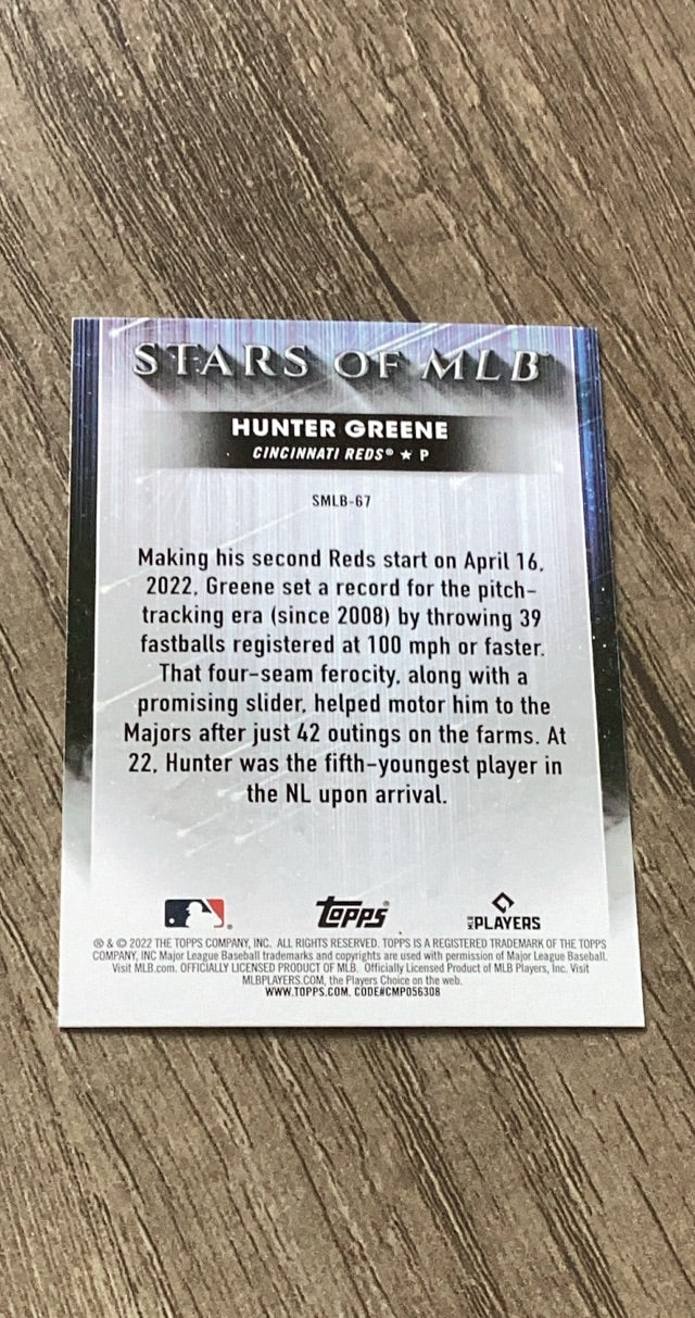 Hunter Greene 2022 Topps Update Stars of MLB SMLB-67 trading card image rear
