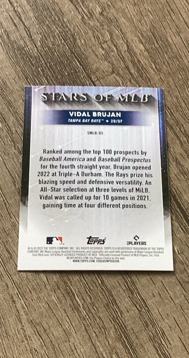 Vidal Brujan 2022 Topps Update Stars of MLB SMLB-85 trading card image rear